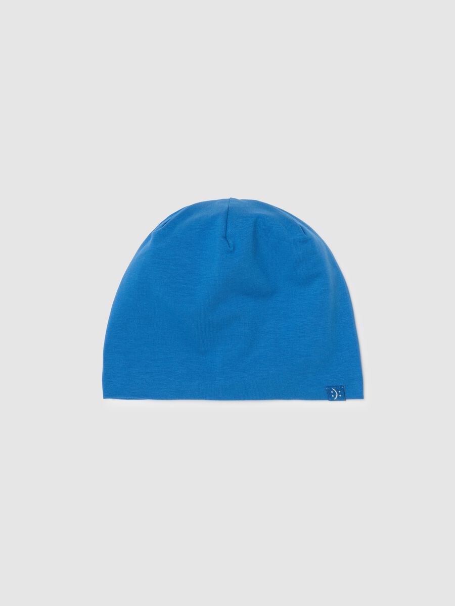 Children's blue stretch cotton hat with comfortable fit_0