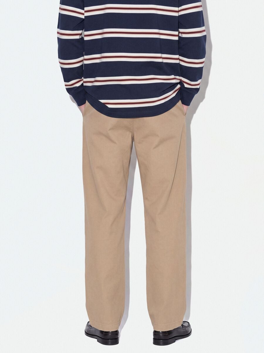 Pantaloni chino beige in puro cotone barrel fit_3