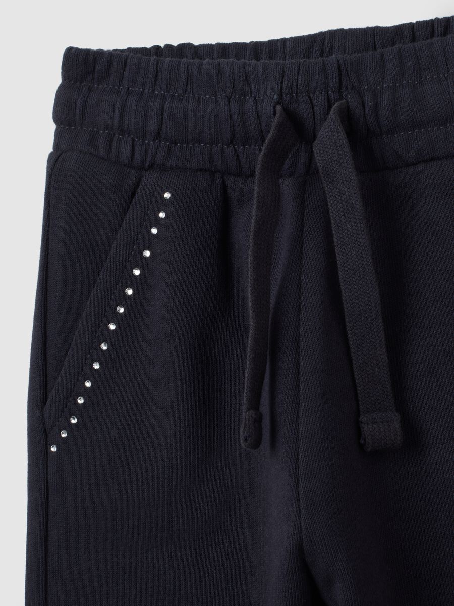 Pantaloni jogger da bambina in puro cotone nero _2