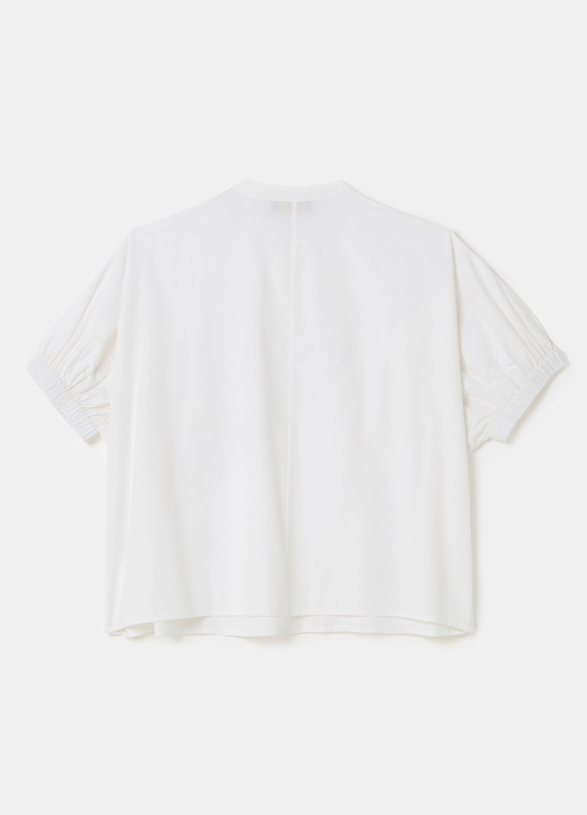 Poplin blouse with puff sleeves