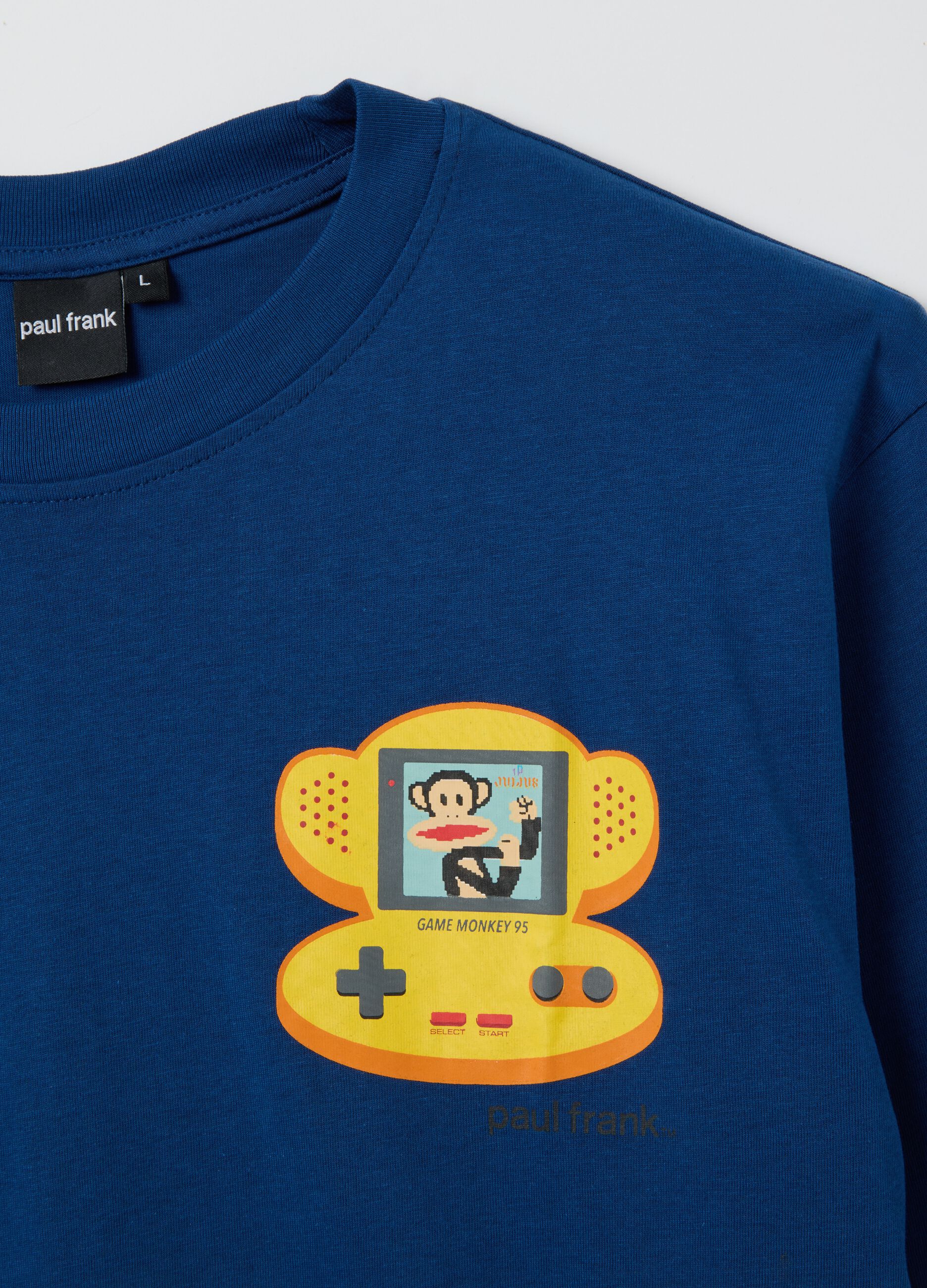 Blue short-sleeve T-shirt in pure cotton regular fit