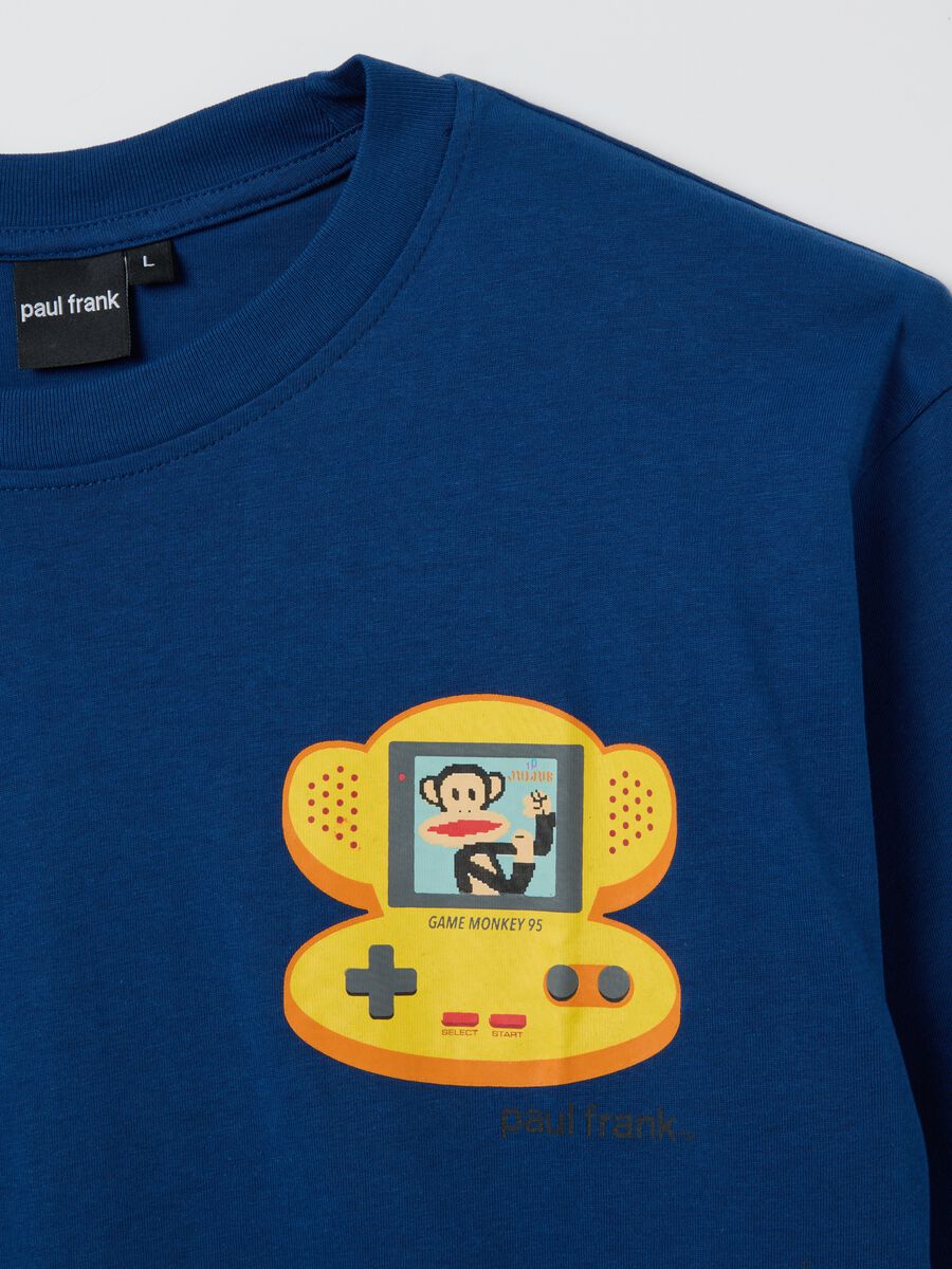 Blue short-sleeve T-shirt in pure cotton regular fit_5