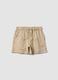 Beige organic cotton shorts with all-over print_0