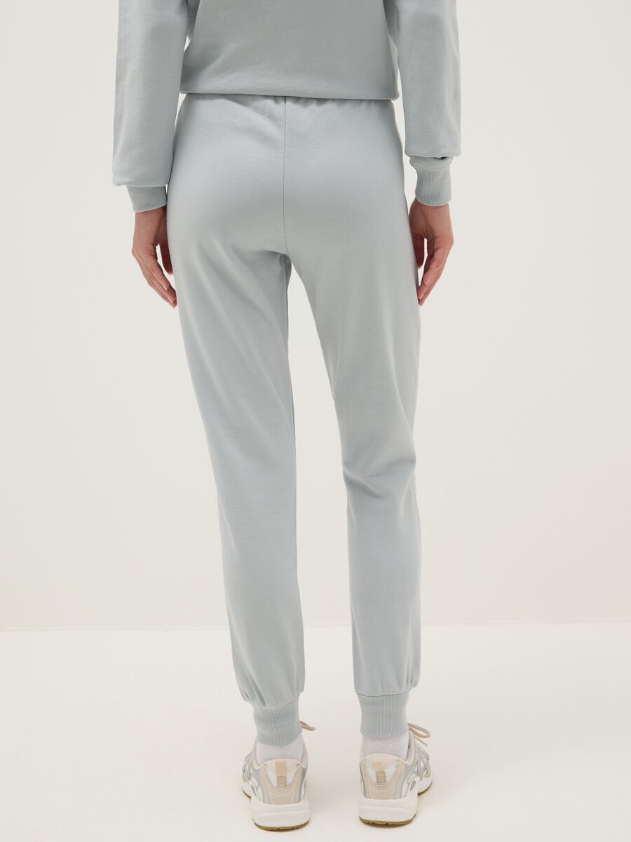 Grey cotton blend regular fit trousers with Everlast logo_2