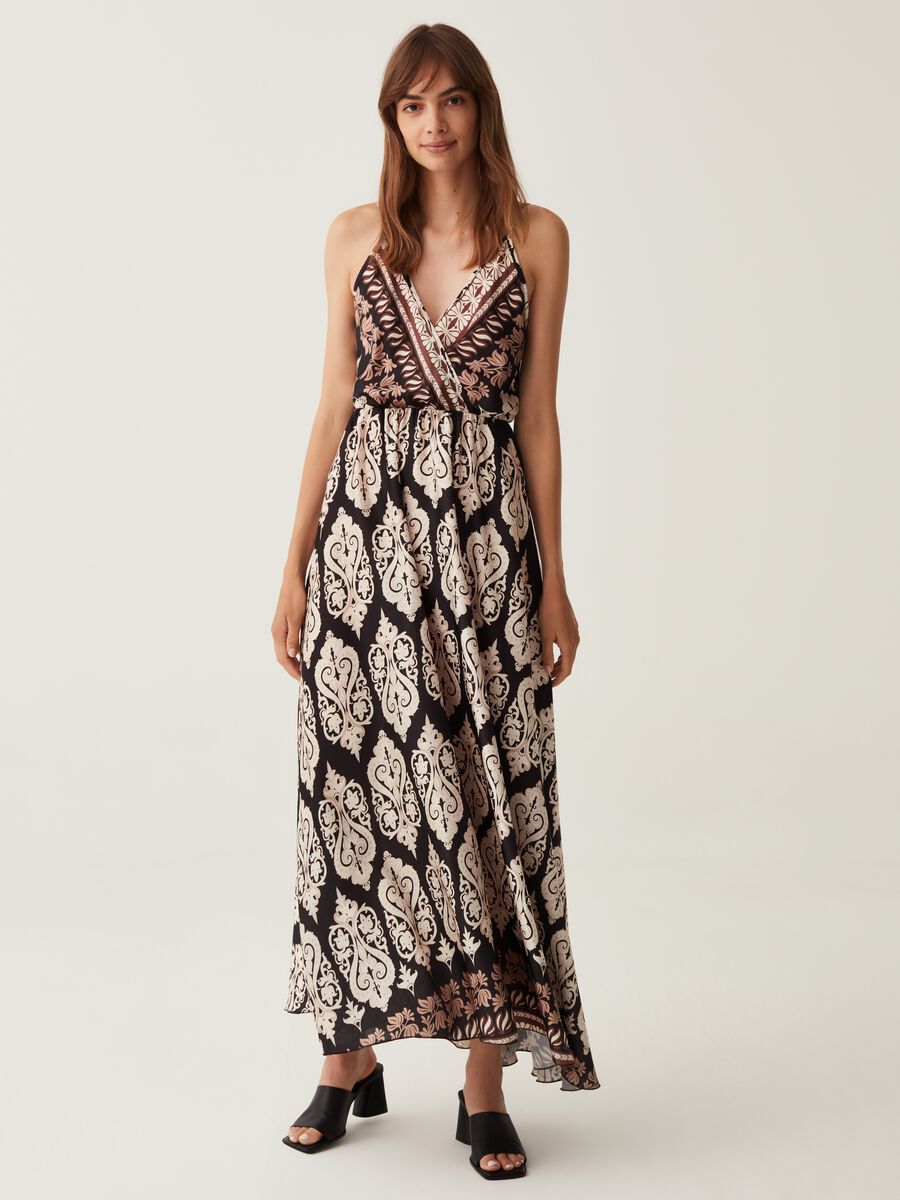 Tuta intera wide leg con stampa damask_0