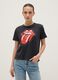Black pure cotton regular fit T-shirt with Rolling Stones print_0