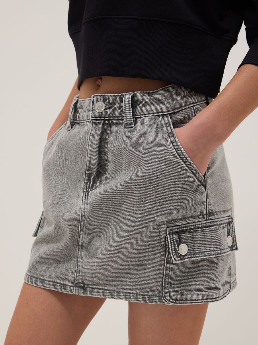 Girl's grey pure cotton skirt regular fit with belt_2