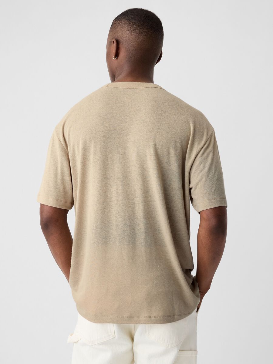 T-shirt with round neck in linen blend_2