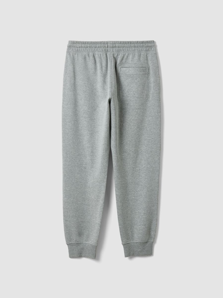 Jogger grigi in misto cotone con fondo a polsino e coulisse_2