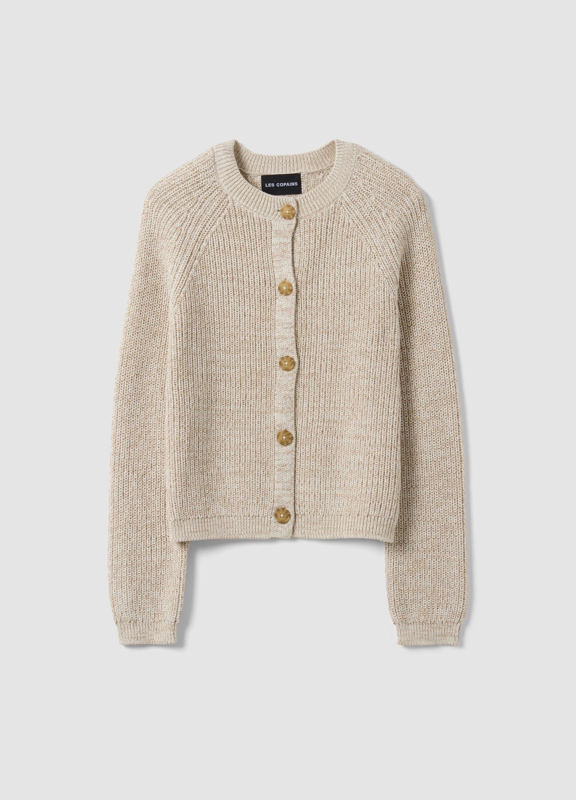 White pure cotton knitted cardigan, regular fit