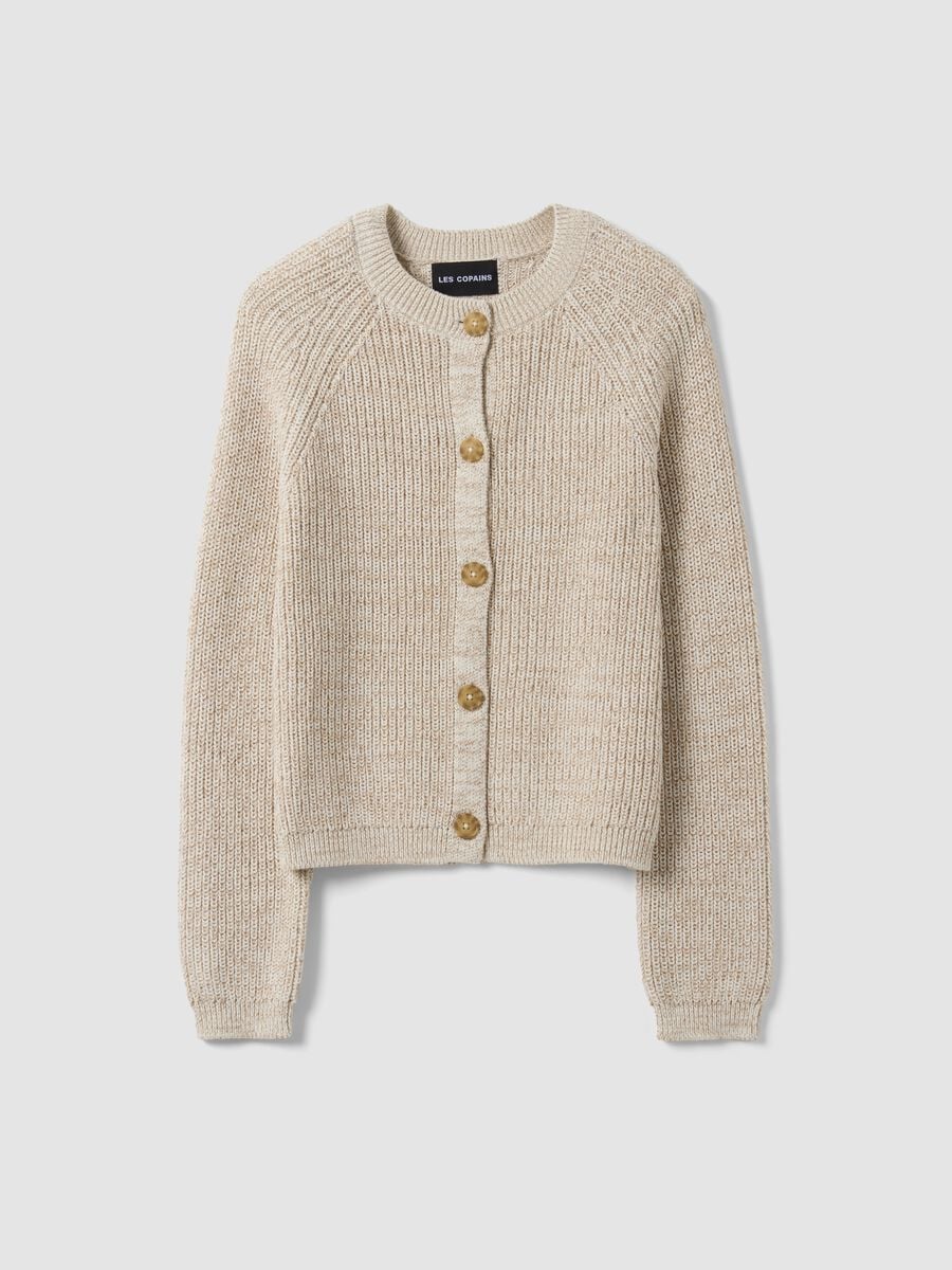 White pure cotton knitted cardigan, regular fit_0