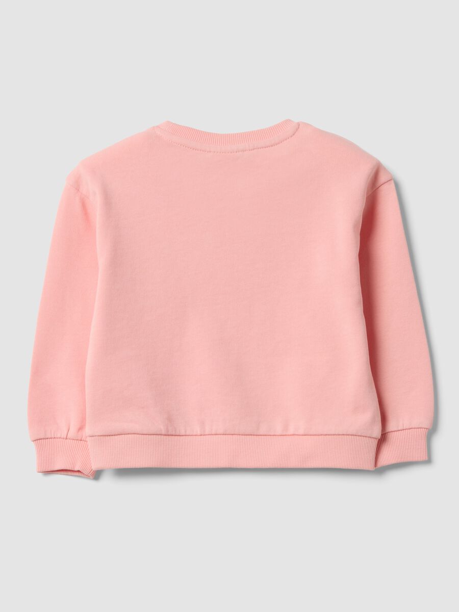 Pink crew-neck sweatshirt in cotton-viscose blend with embroidered star for baby girl_1