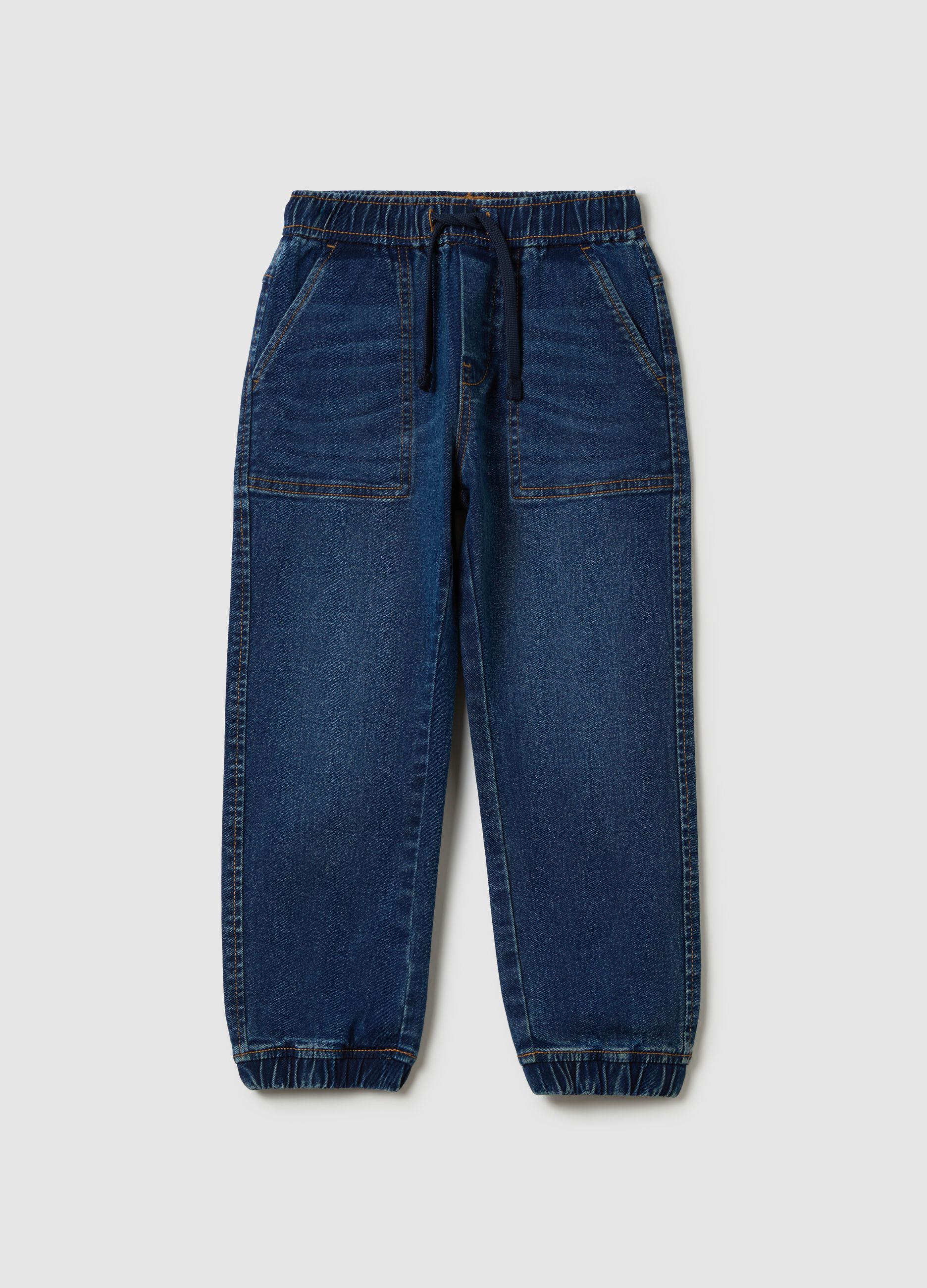 Relaxed-fit joggers in denim with drawstring