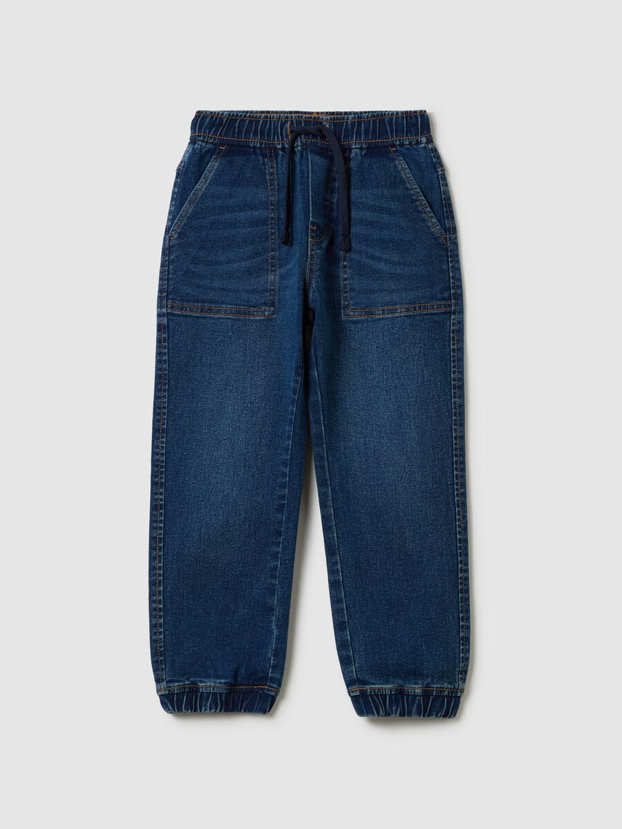 Relaxed-fit joggers in denim with drawstring_0