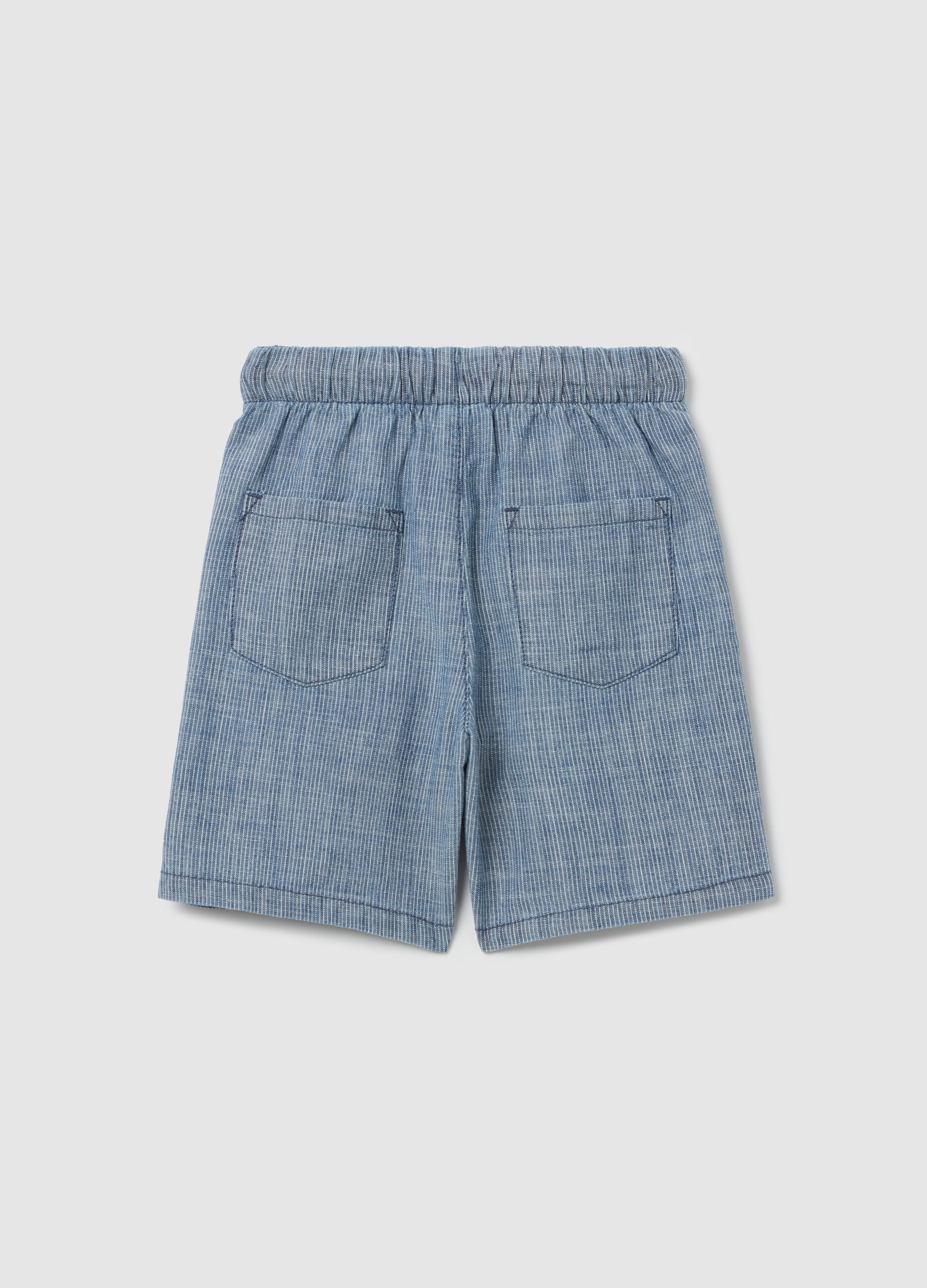 Shorts blu chambray in puro cotone