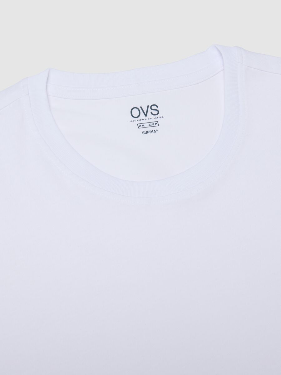 White regular fit crew neck T-shirt in pure cotton_5