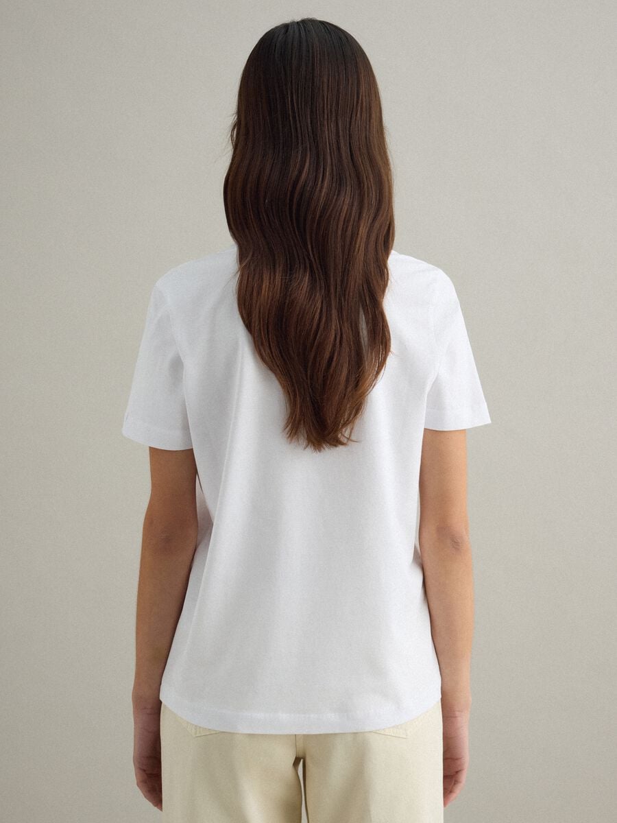 White pure cotton T-shirt regular fit deep V_3