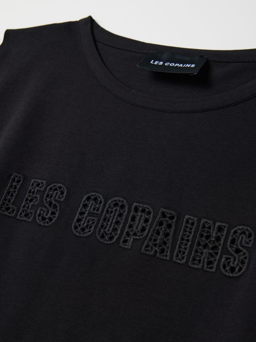 Black T-shirt in stretch cotton with logo_1