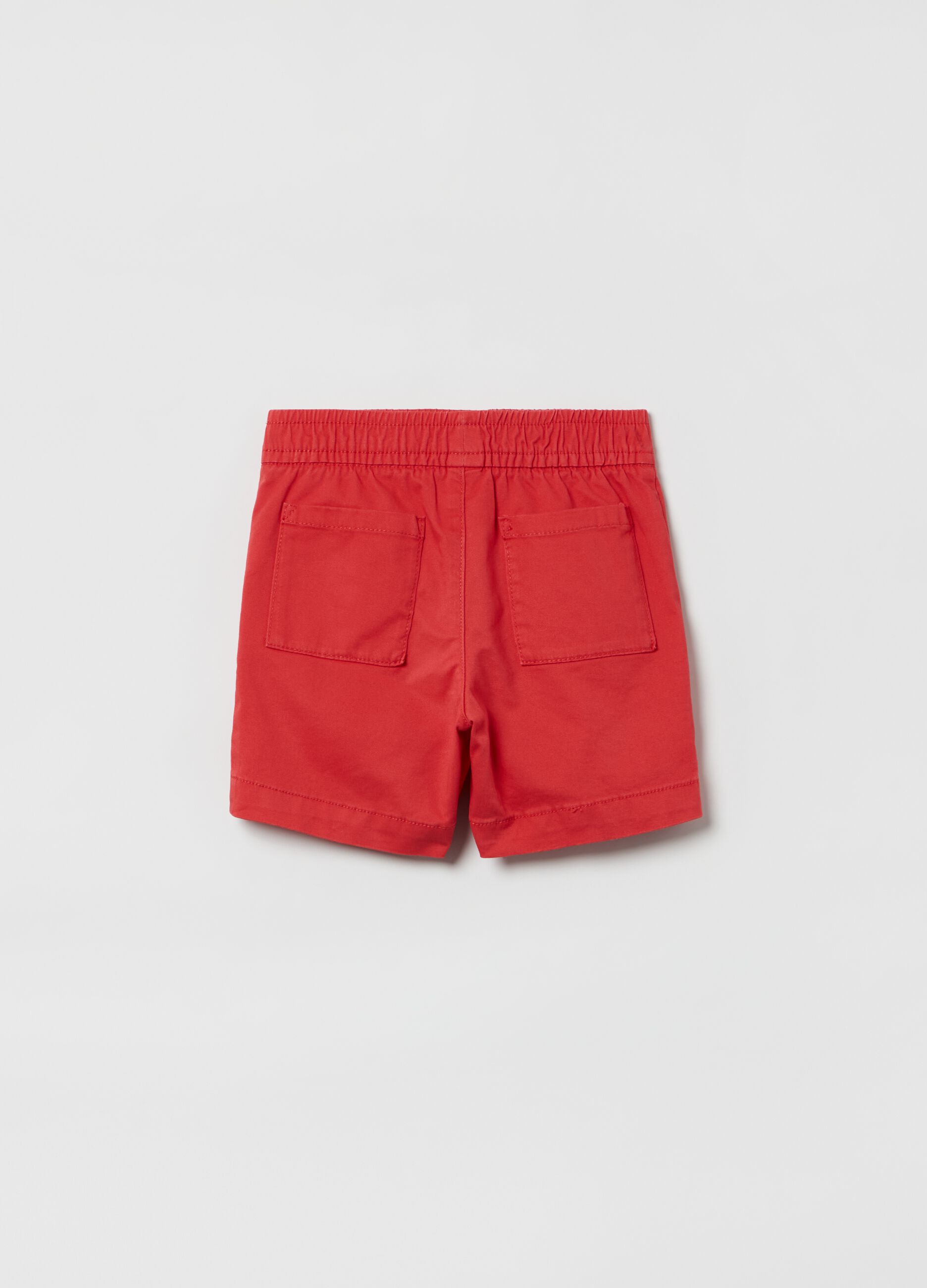 Stretch cotton shorts with drawstring