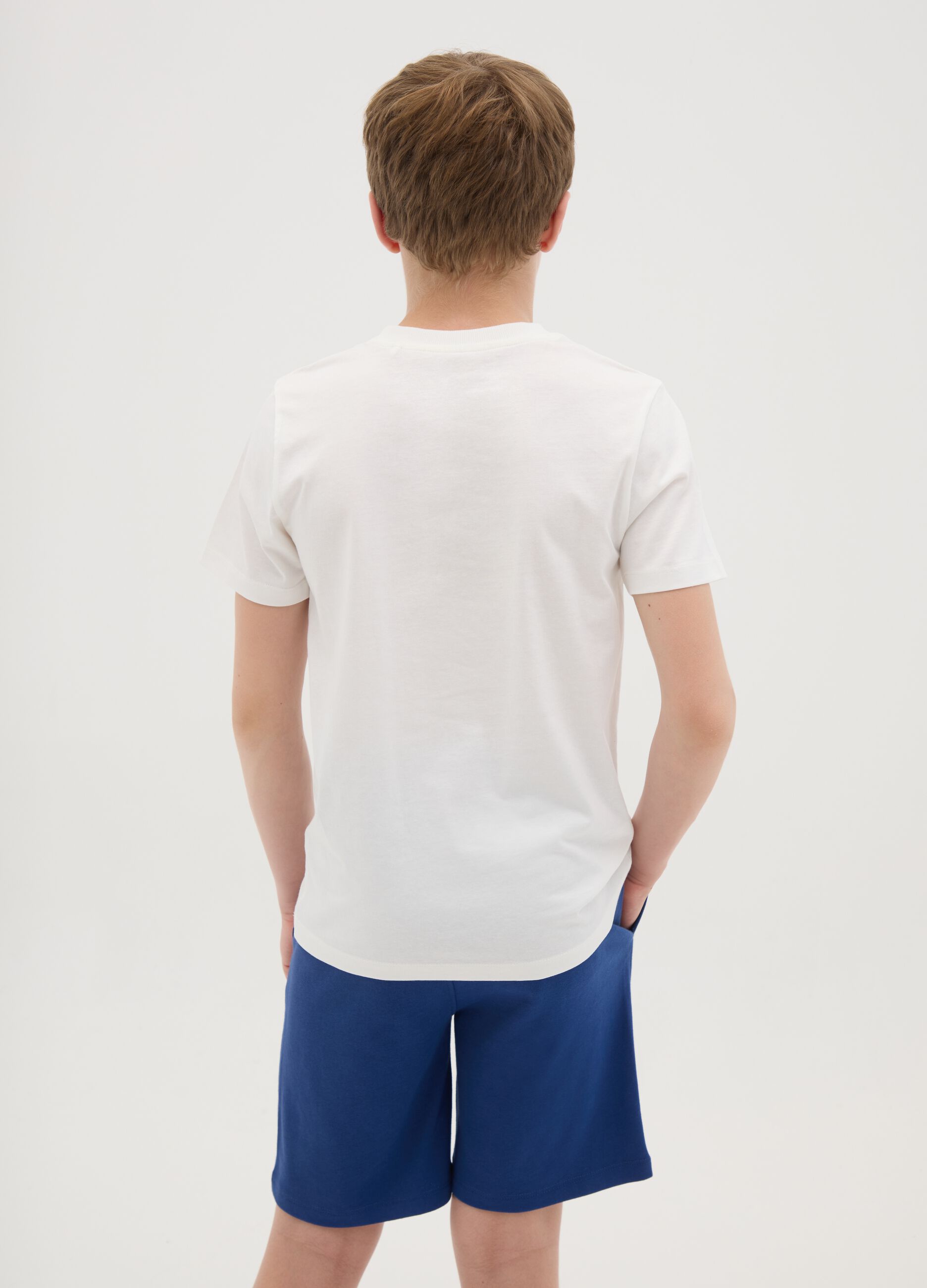 White cotton T-shirt with print