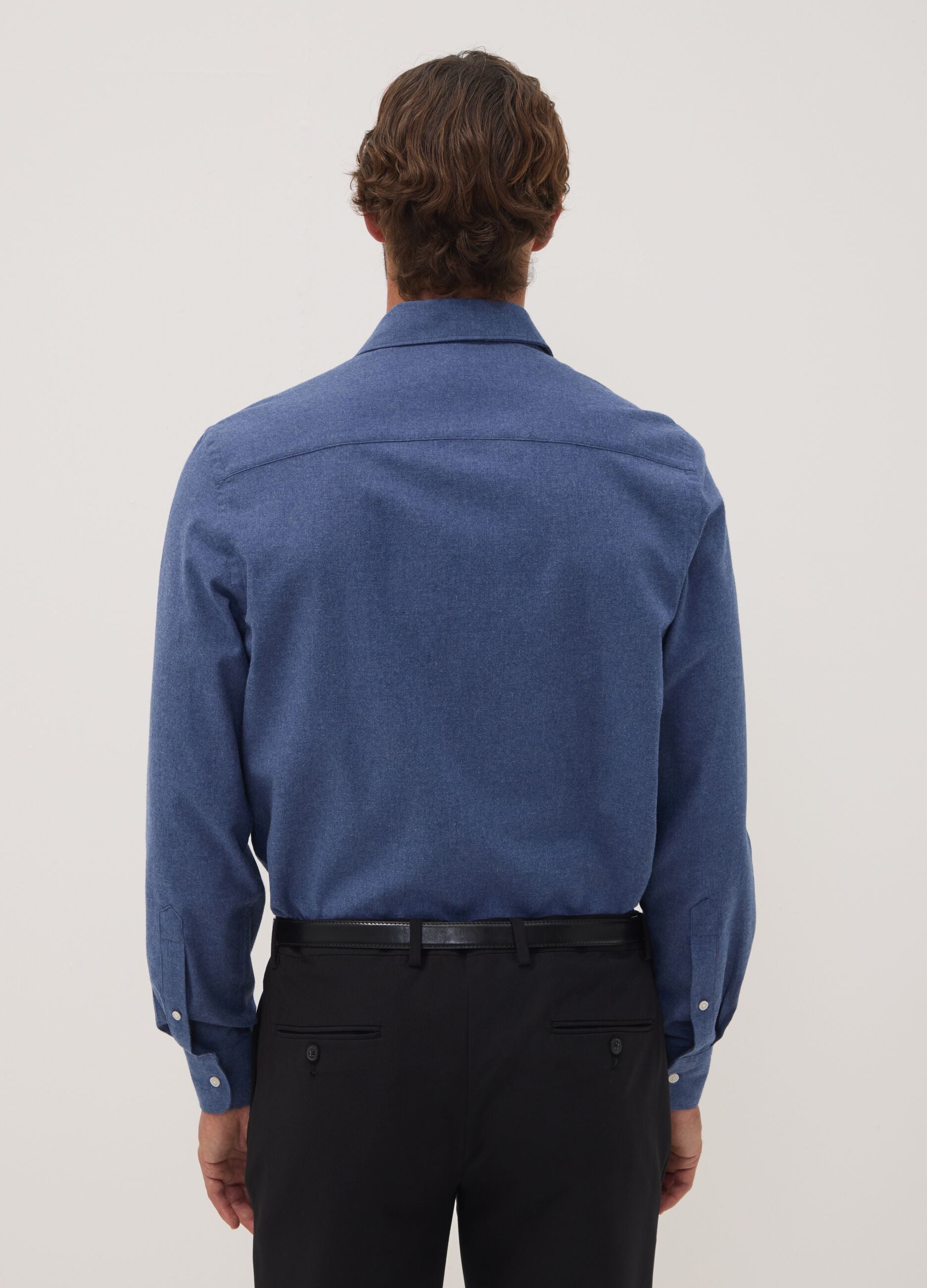 Light blue pure cotton twill shirt, regular fit