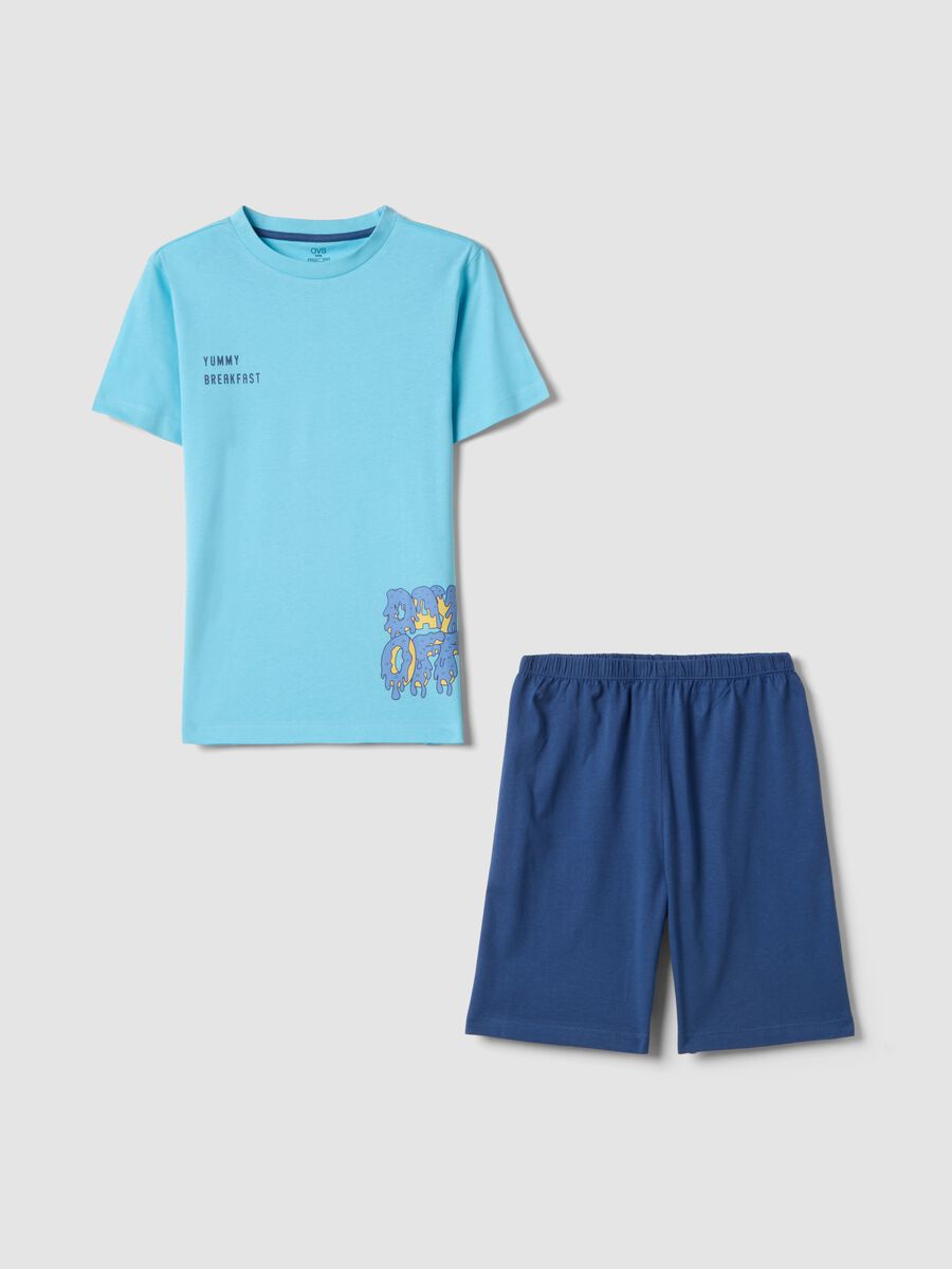 Pigiama in puro cotone multicolor da ragazzo regular fit con stampa_0