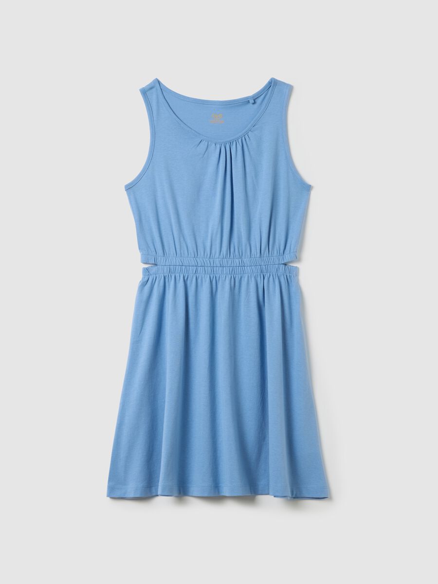 Sleeveless regular blue jersey dress_0