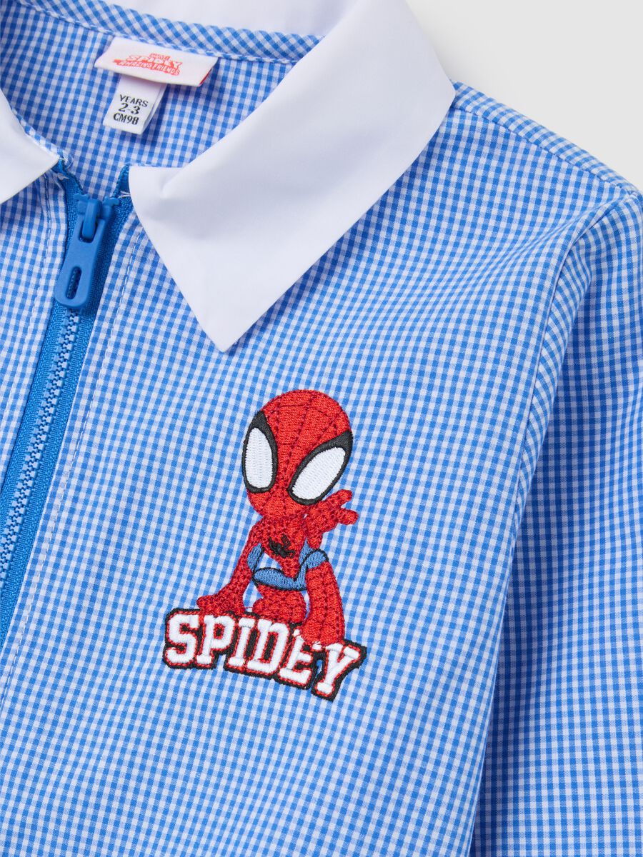 Multi-coloured cotton blend school apron for kids with Spidey_2