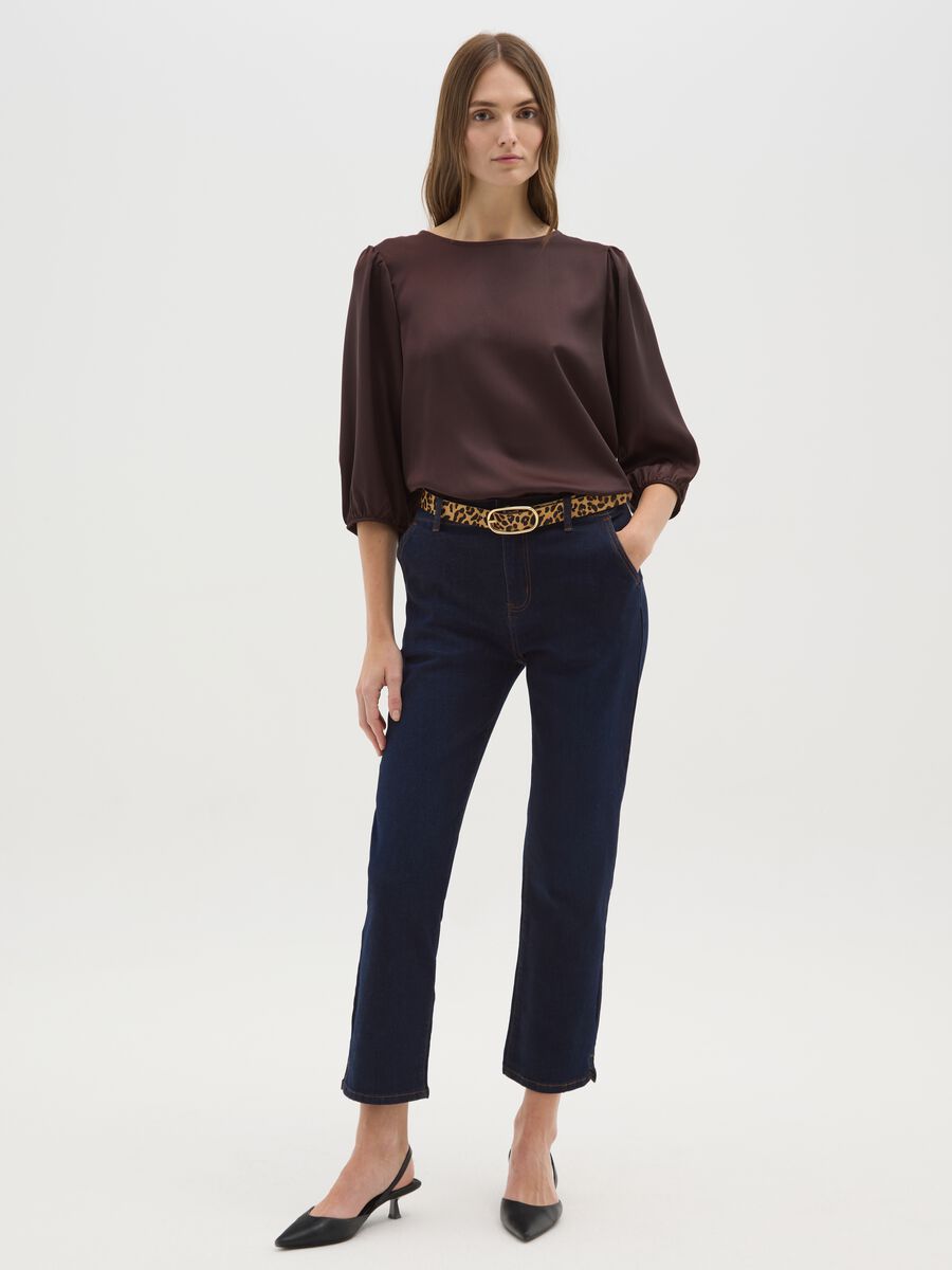 Blusa marrone a maniche lunghe regular fit_1