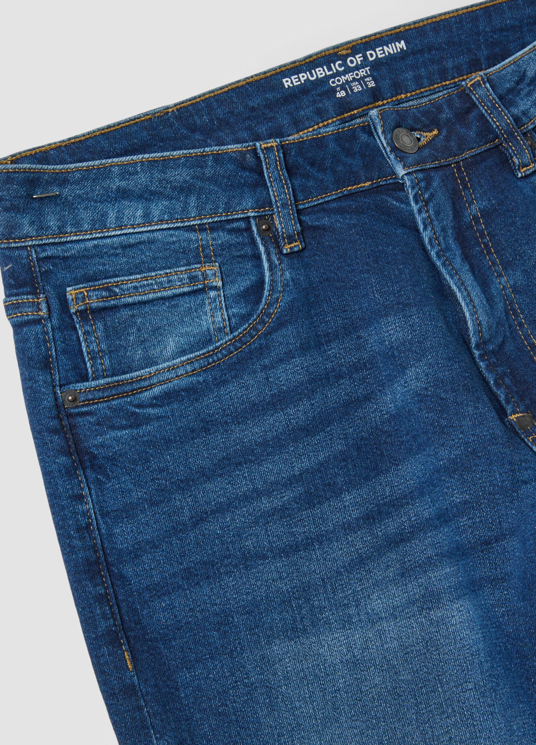 Blue stretch cotton comfort-fit jeans