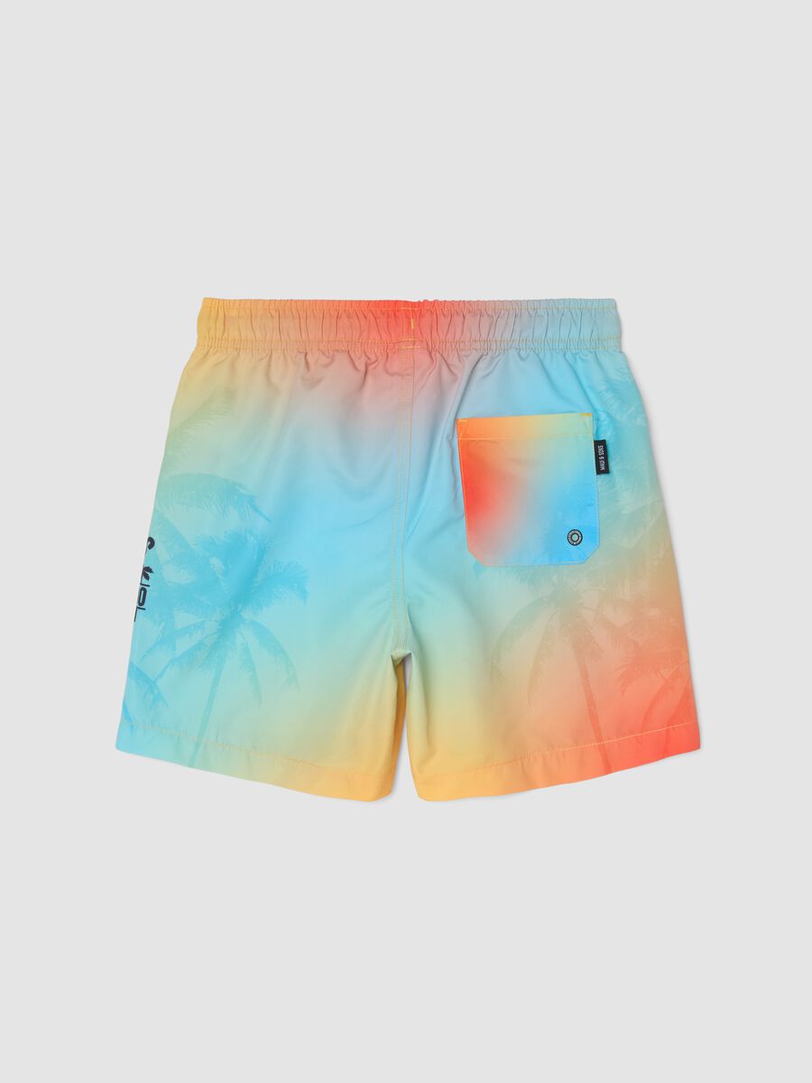 Boys&rsquo; multicolour ombr&eacute; swim shorts with tropical print_1