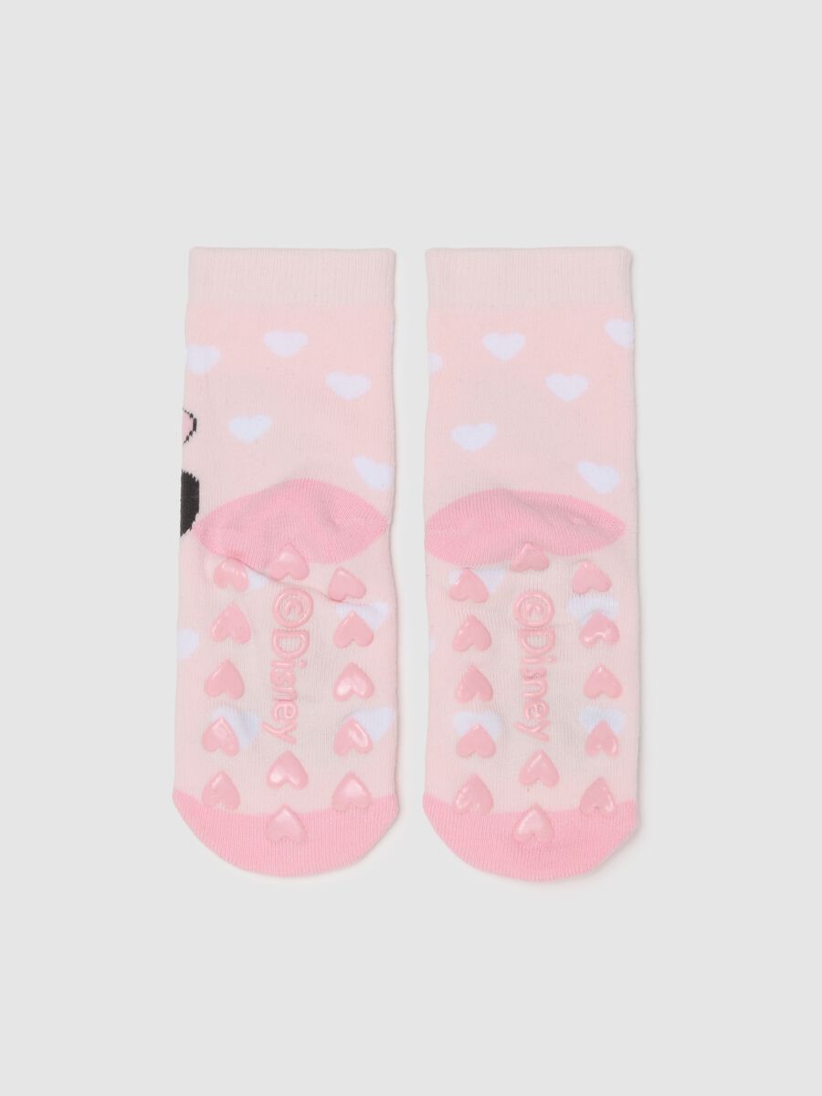 Calze da bambina in misto cotone rosa antiscivolo con stampa Disney_1