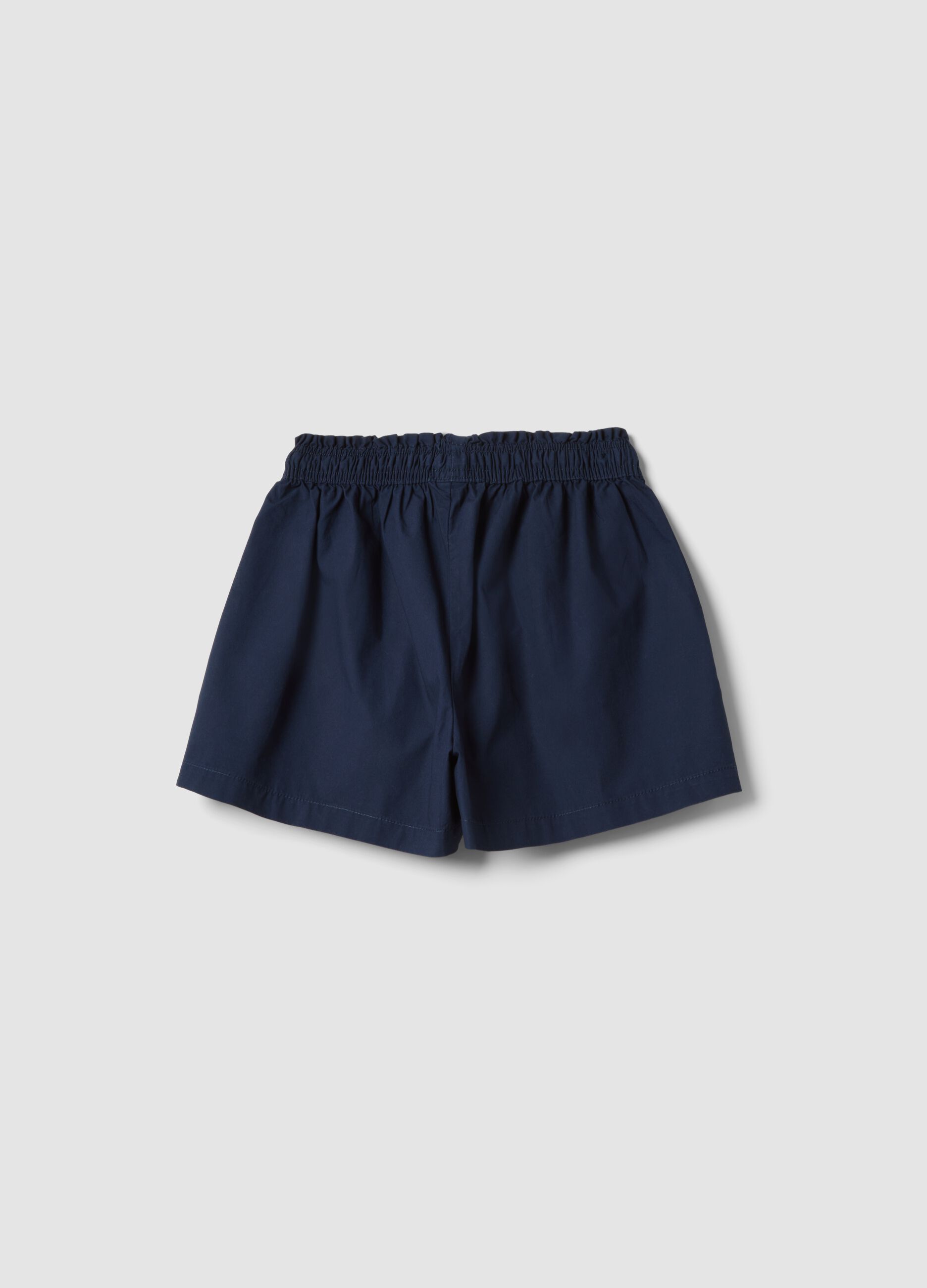 Blue pure cotton shorts with elasticated waistband