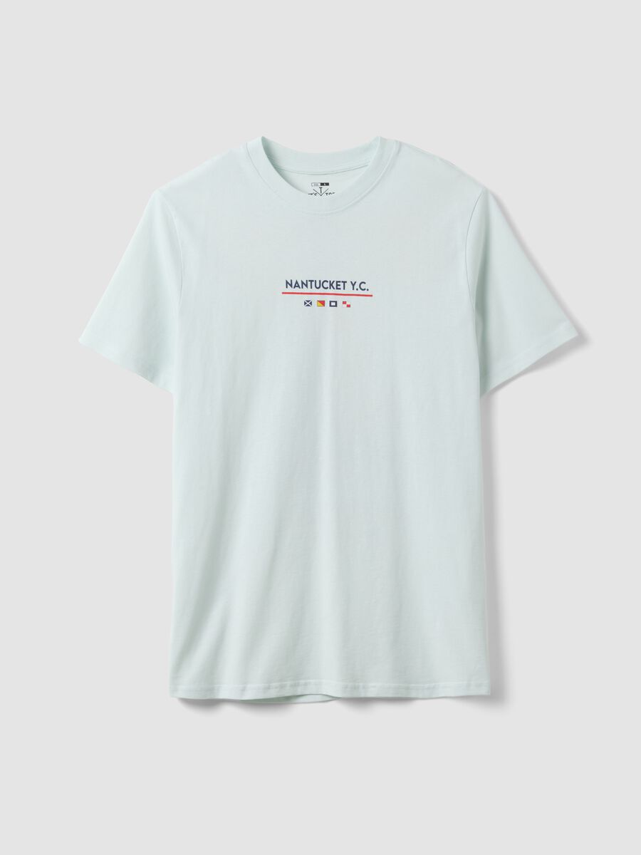 Light blue pure cotton T-shirt with front print_4