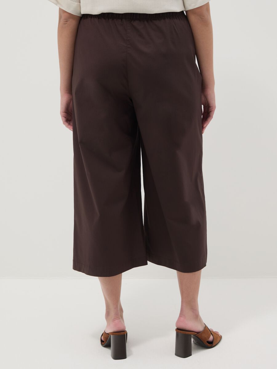 Pantaloni marroni in cotone elasticizzato wide leg_2