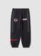 Pantaloni jogger neri in misto cotone con elastico e stampa Mickey_0