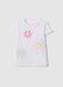 White girl's stretch cotton T-shirt with embroidered flowers_0