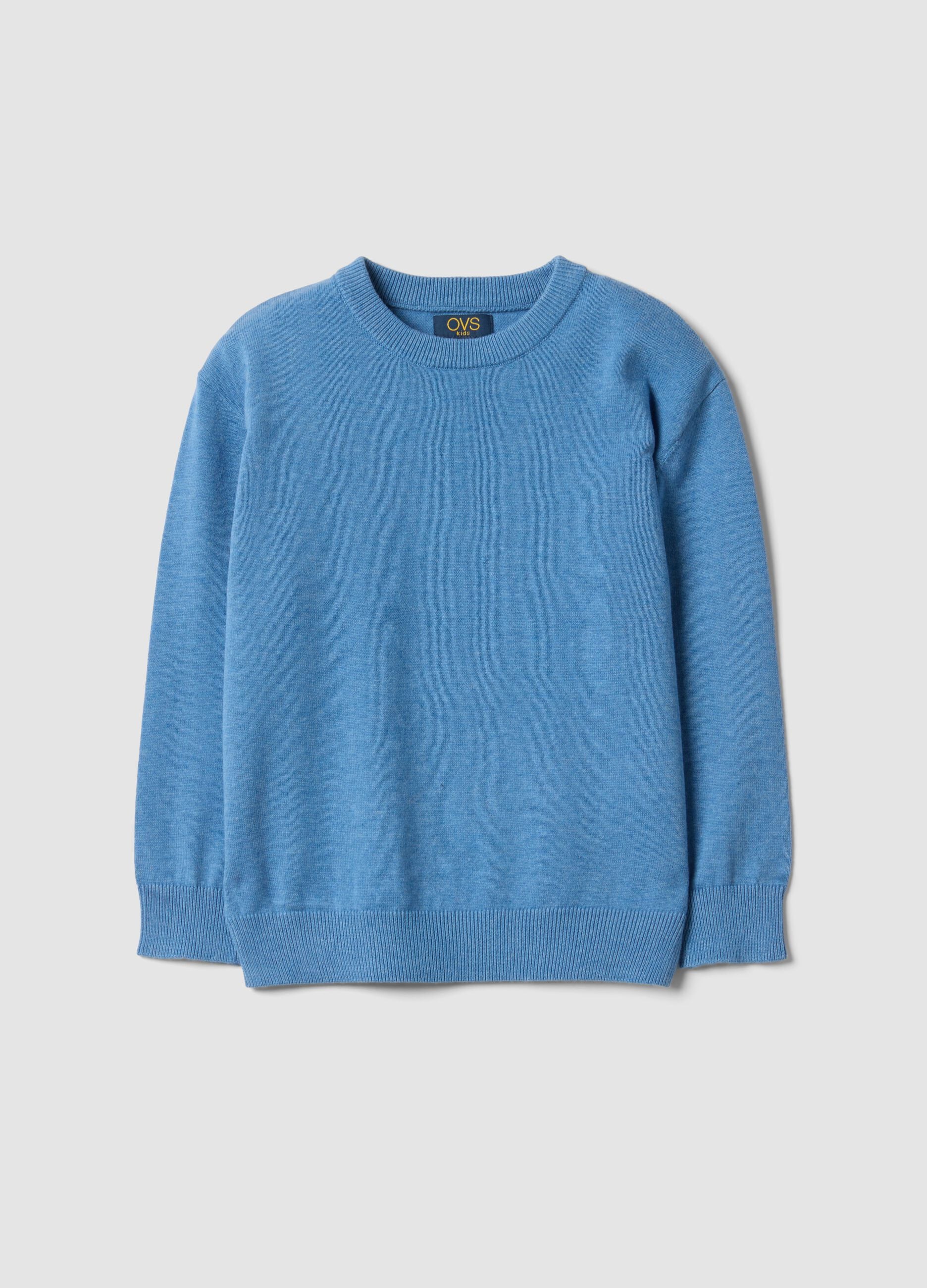 Blue pure cotton oversized crew-neck jumper for boys