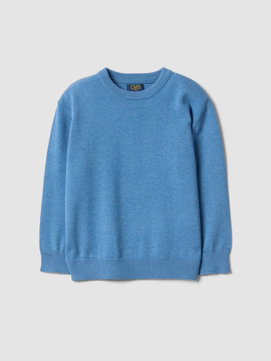 Maglia azzurra in puro cotone a girocollo over fit per bambino_0