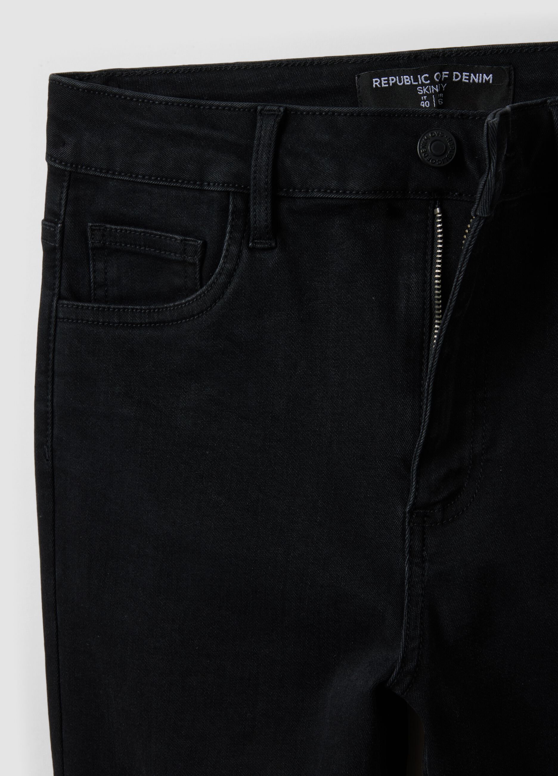 Black skinny-fit stretch cotton and viscose jeans
