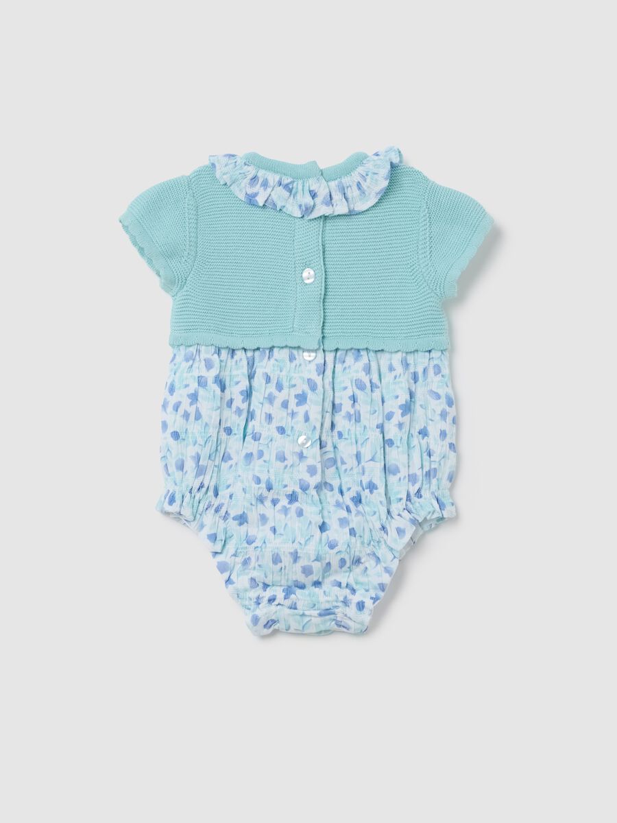 Baby Girl Fagottino Cotton Romper with Floral Ruffles_1