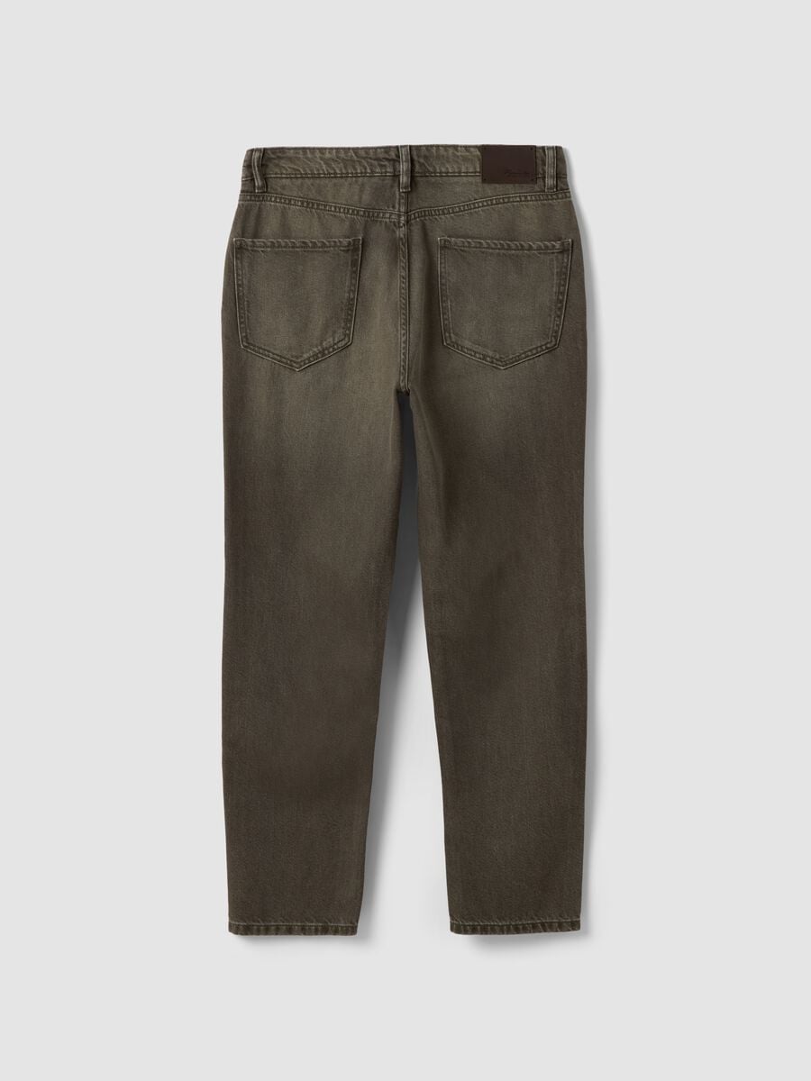 Brown regular tapered jeans in cotton and lyocell blend_2