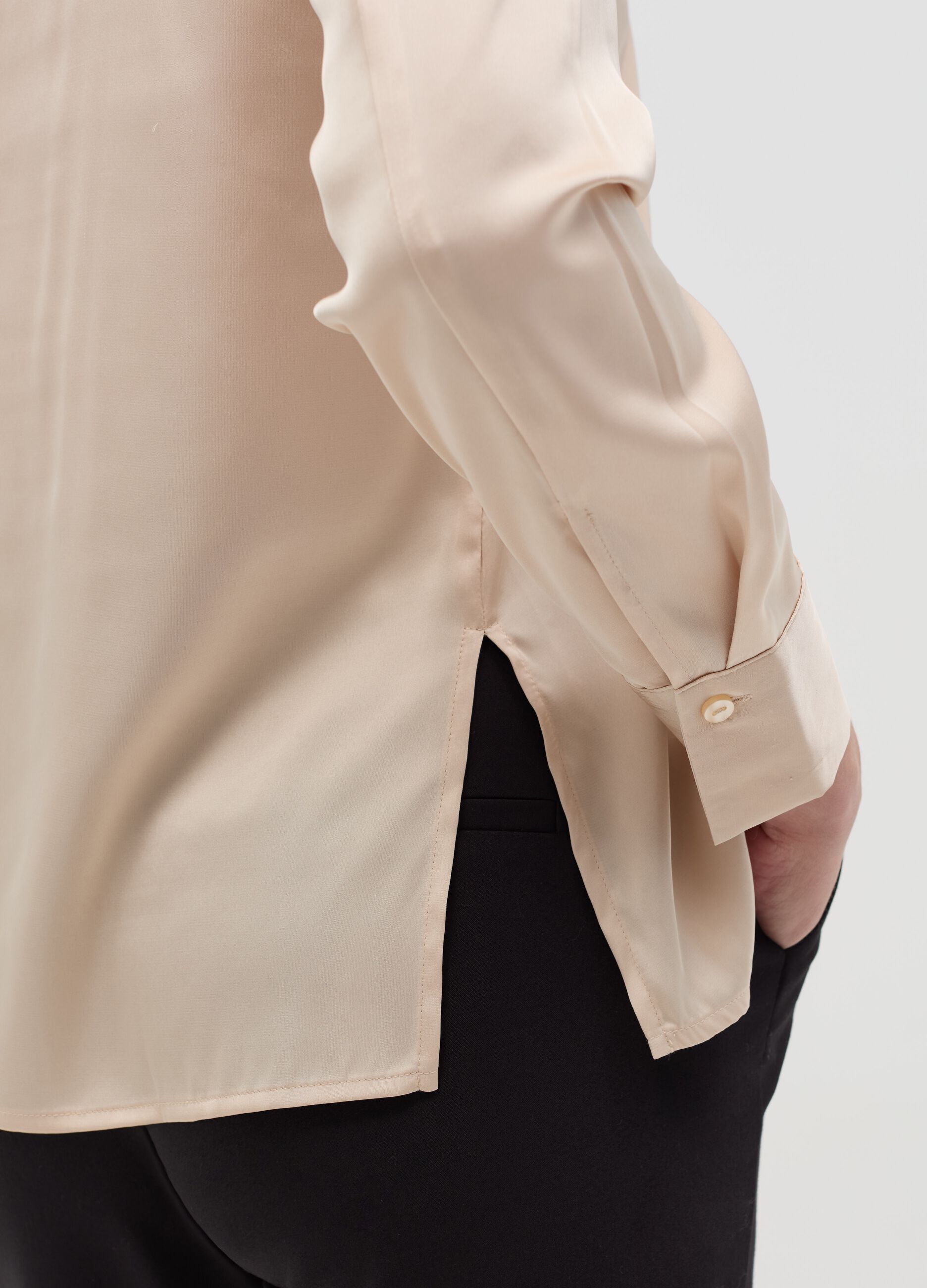 Satin shirt with side splits