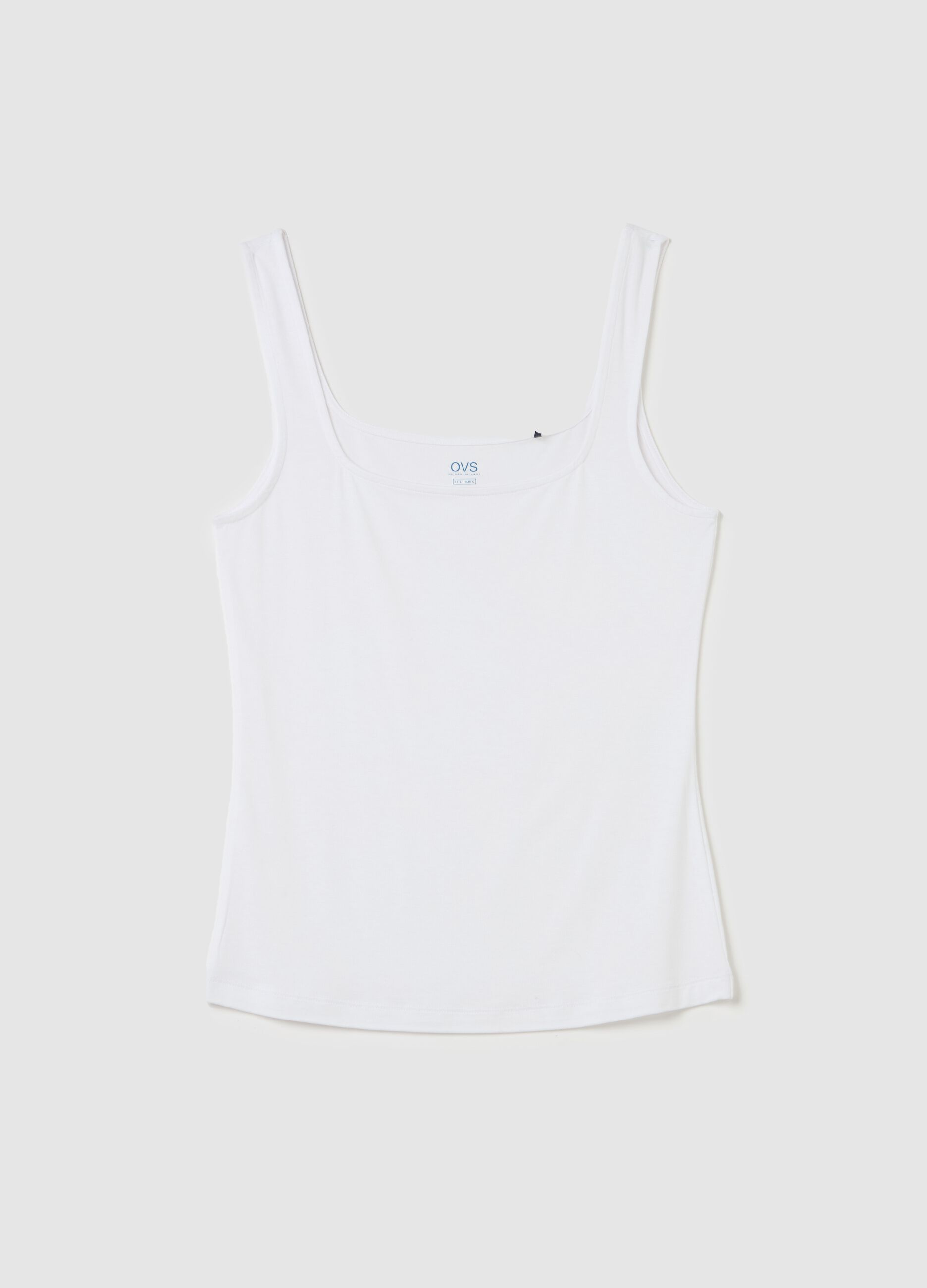 Basic white tank top in stretch viscose