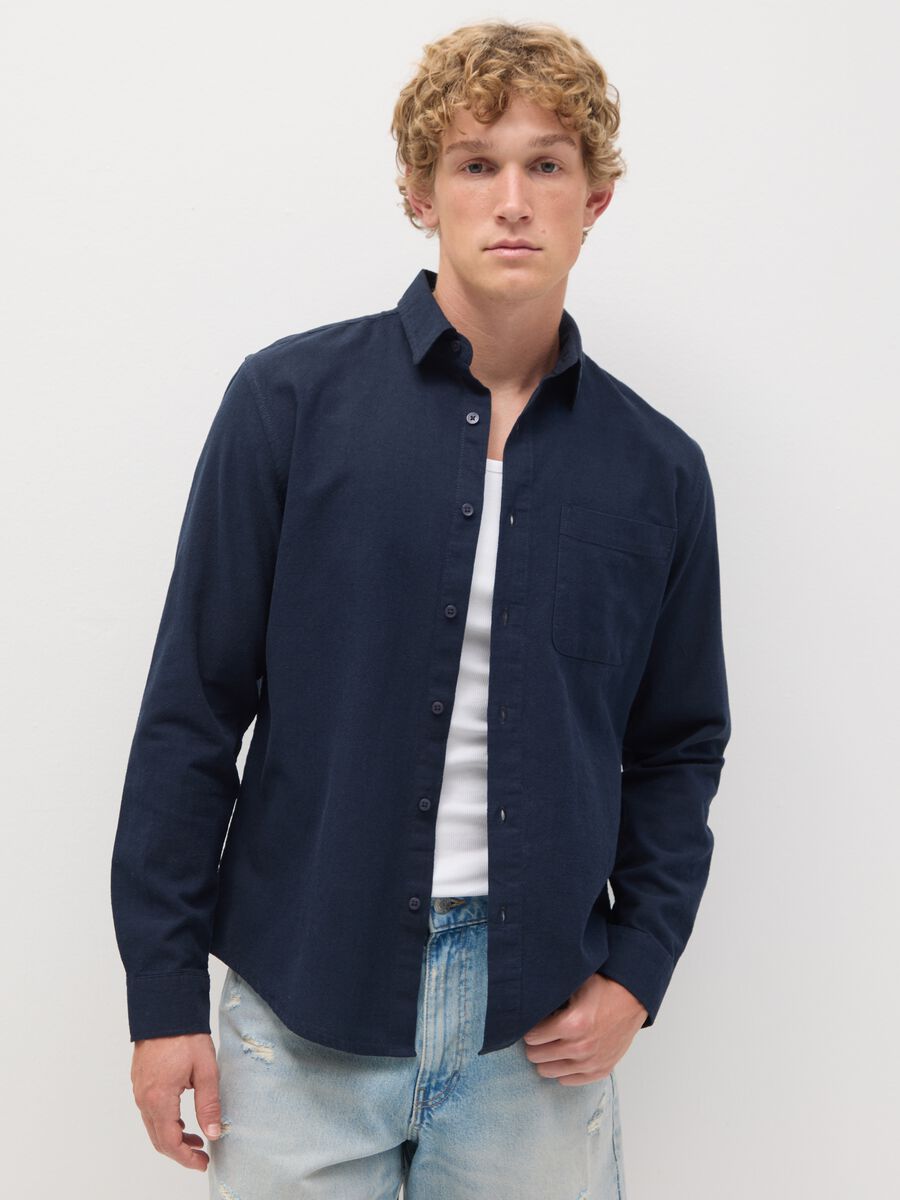 Men's Blue Cotton Regular Fit Shirt_0