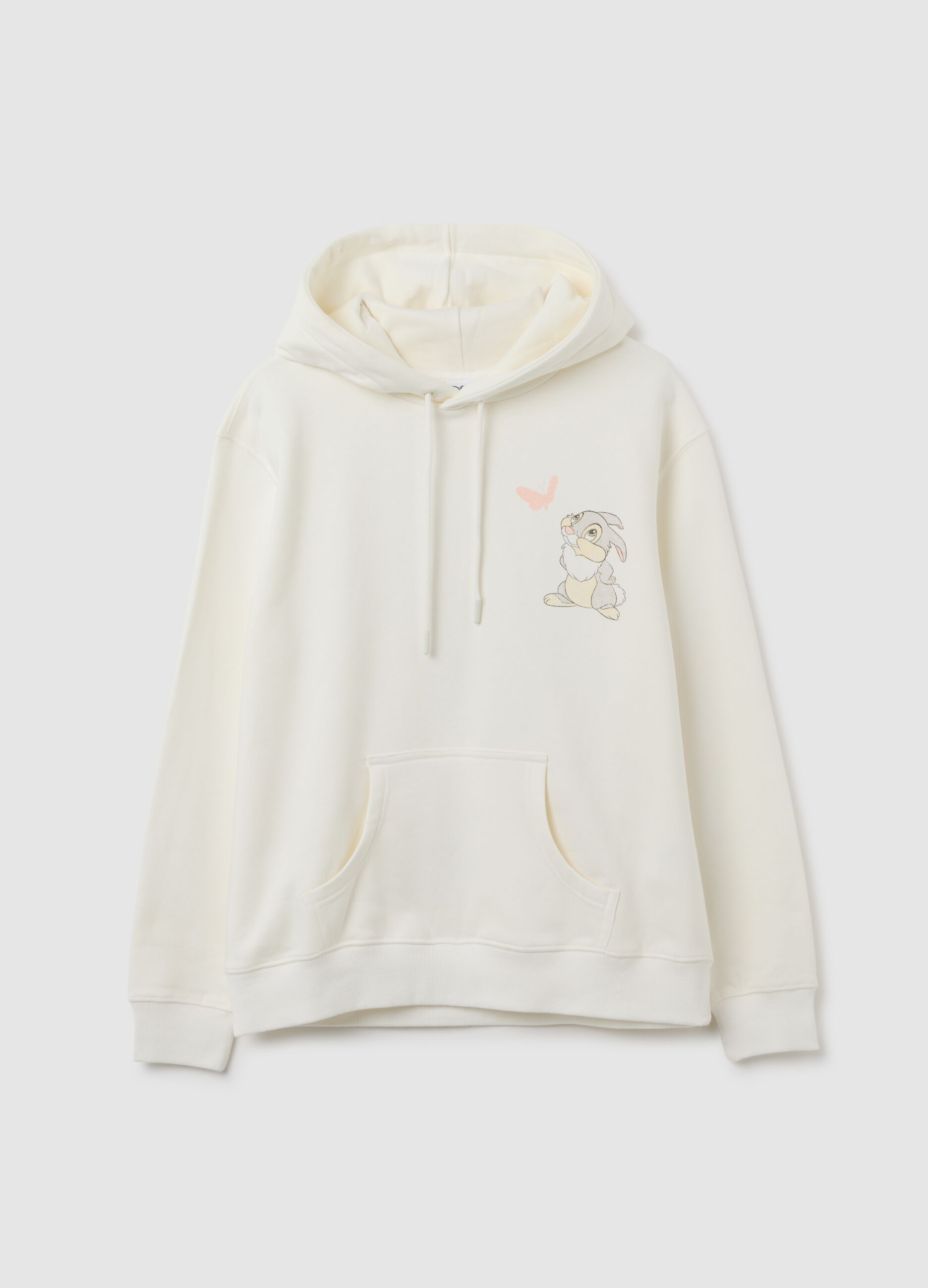 White cotton blend regular fit sweatshirt with print
