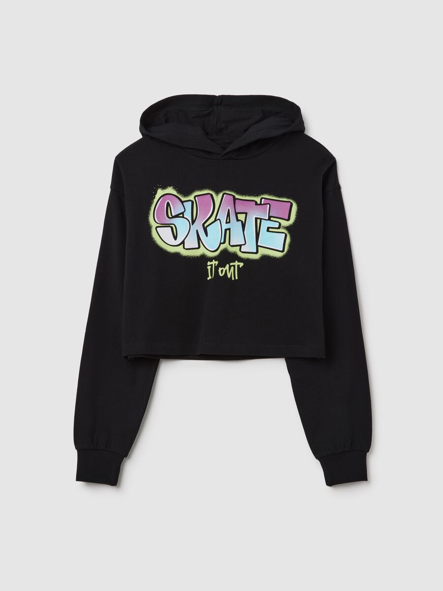 Cropped hoodie with “Skate it out” print_3