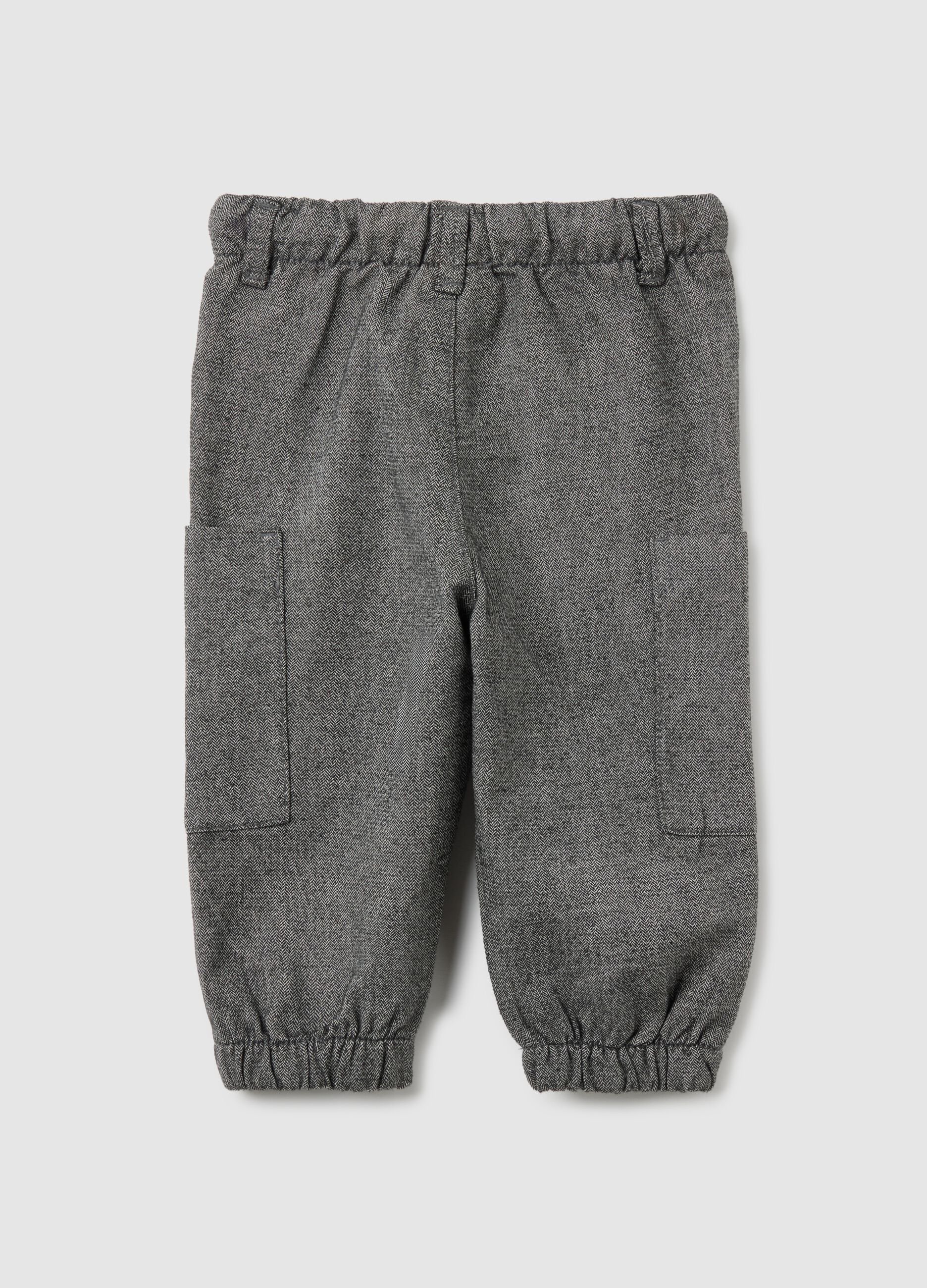 Grey regular fit baby trousers in cotton blend