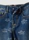 Girls' blue pure cotton jeans regular fit with flowers_2