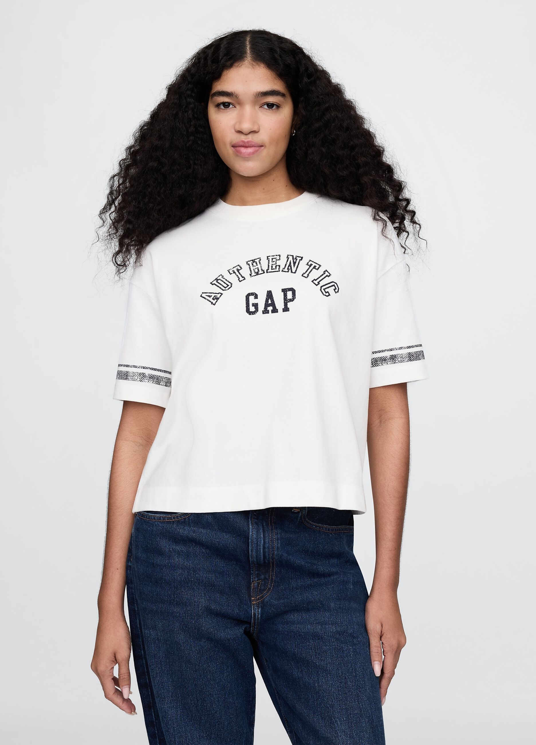White cotton cropped T-shirt from Gap
